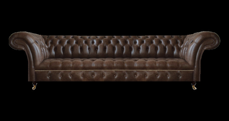Canapé Chesterfield en cuir marron 4 places Moderne meuble de siège en cuir