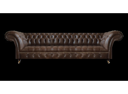 Canapé Chesterfield en cuir marron 4 places Moderne meuble de siège en cuir
