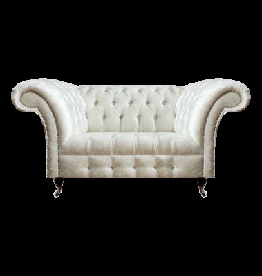 Canapé Chesterfield salon designer blanc deux places meuble assise