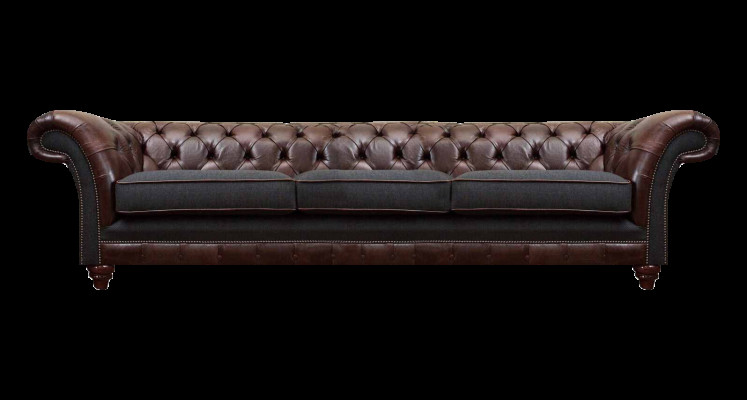 Chesterfield trois places gris-brun Canapés rembourrés de salon de luxe
