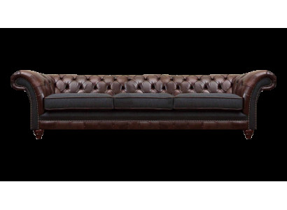 Chesterfield trois places gris-brun Canapés rembourrés de salon de luxe