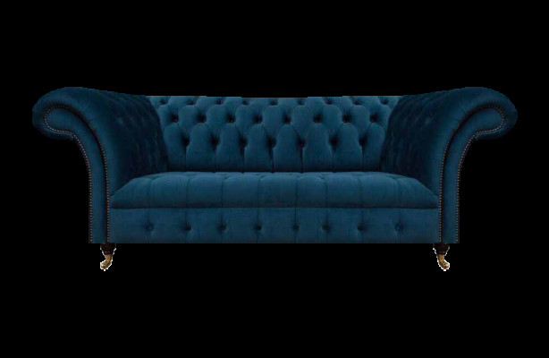 Canapé désigner bleu Chesterfield à deux places en tissu pour le salon.