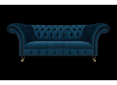Canapé désigner bleu Chesterfield à deux places en tissu pour le salon.