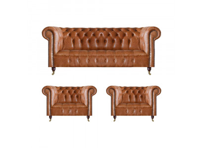 Chesterfield Meubles de Salon Canapés Marron Fauteuils Ameublement de Salon