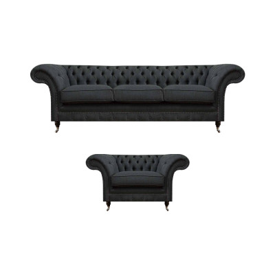 Chesterfield ensemble de sièges rembourrés Designer canapé 3 places fauteuil élégant