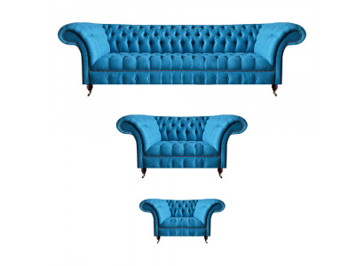 Ensemble Chesterfield bleu ciel Meubles de luxe Canapés design