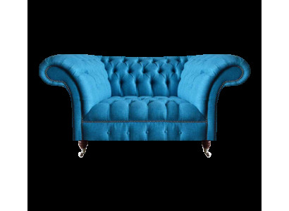 Chesterfield bleu textile canapé deux places meuble assis designer élégants canapés.