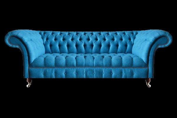 Canapé Chesterfield bleu ciel trois places élégant canapé moderne trois places.