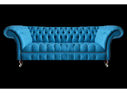 Canapé Chesterfield bleu ciel trois places élégant canapé moderne trois places.