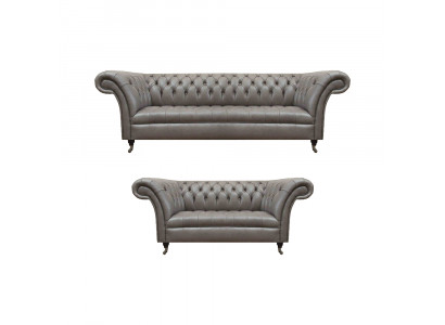 Chesterfield canapés en cuir gris Design salon meubles rembourrés.