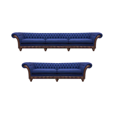 Canapés Chesterfield bleus en tissu Ensemble de canapé de designer Mobilier de luxe