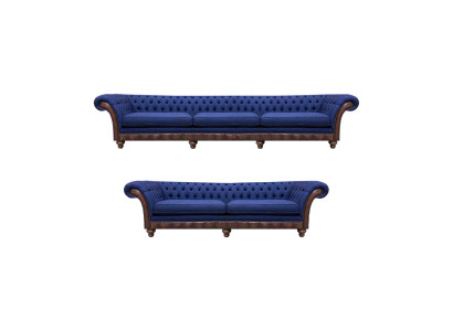 Canapés Chesterfield bleus en tissu Ensemble de canapé de designer Mobilier de luxe