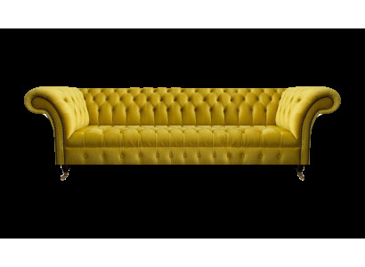 Chesterfield jaune canapé quatre places de designer meuble rembourré pour salon.