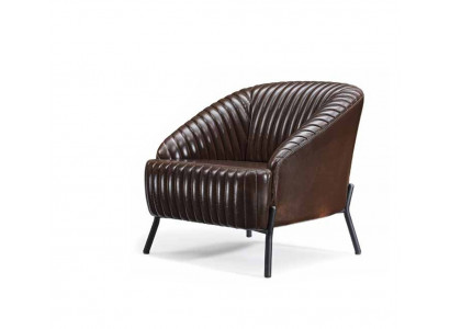 Fauteuil brun, designer, fauteuil de salon, fauteuil relax en cuir, siège individuel, meuble.