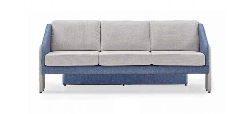 Fauteuil de designer gris-bleu pour salon 3 places, ensemble 2 pièces.