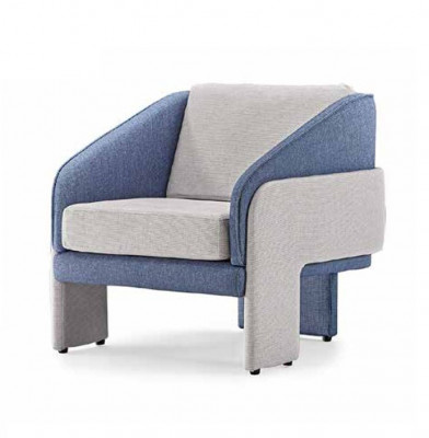 Fauteuil de designer gris-bleu pour salon 3 places, ensemble 2 pièces.