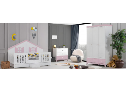 Chambre d'adolescent Ensemble de meubles de chambre d'enfant élégant comprenant un lit pour enfant et une armoire, 2 pièces