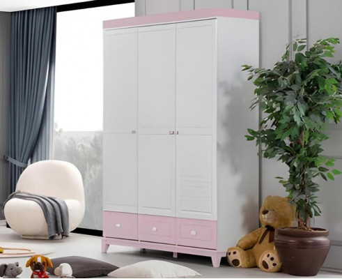 Chambre d'enfant moderne composée de 3 pièces : lit bébé, armoire, commode, neuf.