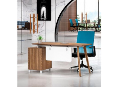 Bureau bicolore blanc et brun Meubles de bureau luxueux Bureau en bois noble