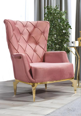 Chesterfield Rosa Fauteuil de Salon Designer Siège Unique Mobilier de Luxe