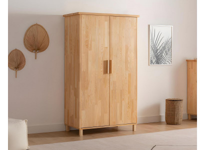 Armoire beige de haute qualité, élégante armoire de chambre à coucher à 2 portes.