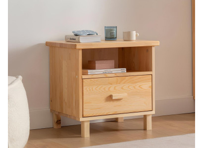 Table de chevet avec tiroirs beiges pour la chambre à coucher, table d'appoint.