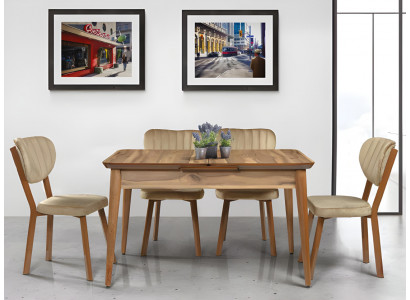 Salle à manger mobilier design table à manger extensible en bois brun clair