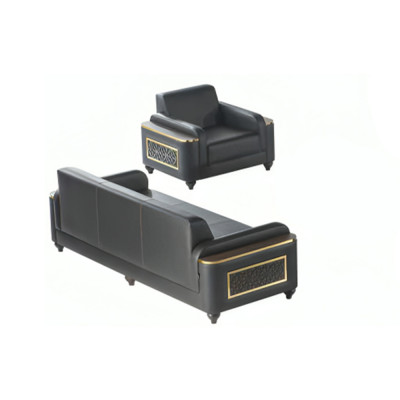 Canapé 3 places avec fauteuil Noir Uni Style Salon