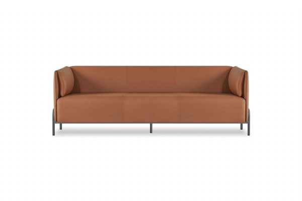 Bureau 2 pièces canapé 3 places avec fauteuil brun uni design moderne