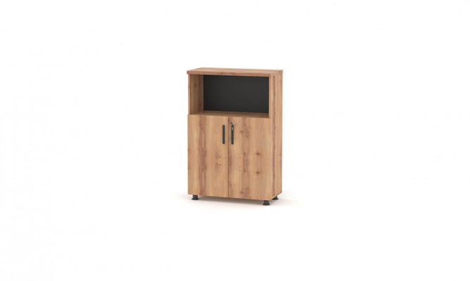 Armoire rectangulaire bicolore marron noir étagère bureau