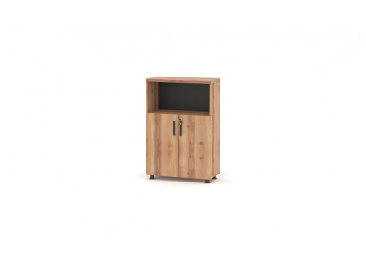 Armoire rectangulaire bicolore marron noir étagère bureau