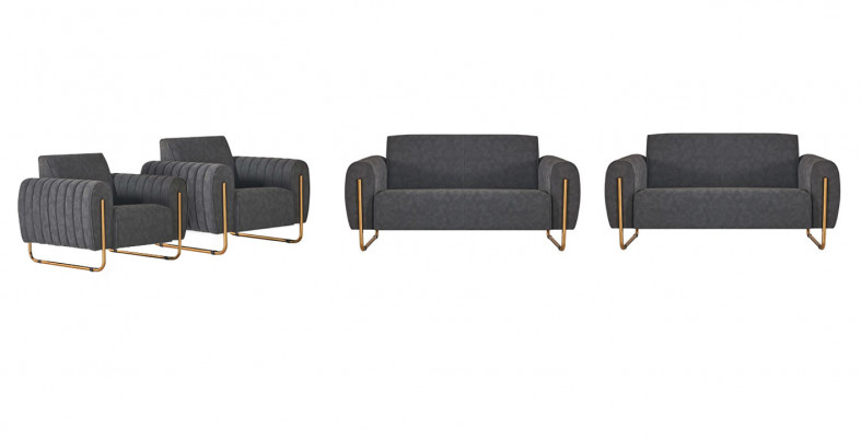 Salle de travail ensembles de canapés en tissu 4 pièces 2x canapé 2 places avec 2x fauteuils Gris Uni