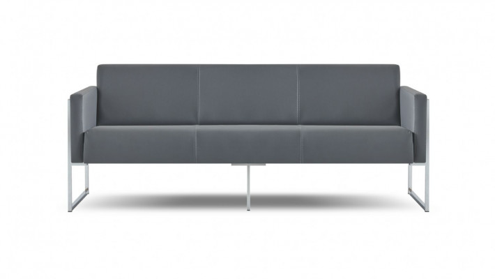 Ensemble de bureau 3 pièces 3 places avec 2 fauteuils gris uni style moderne