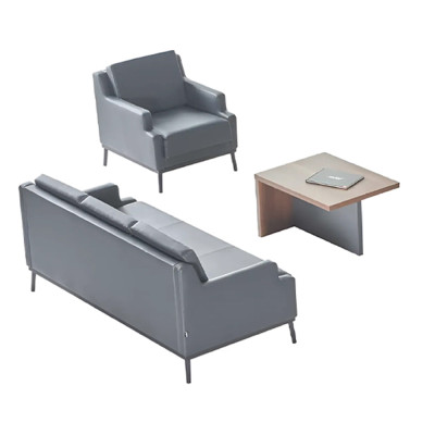 Ensemble de bureau 3 pièces Canapé 3 places Fauteuil Table basse Moderne Gris foncé