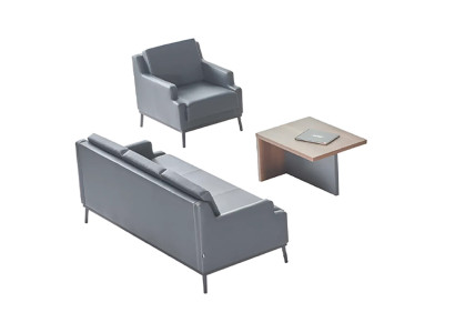 Ensemble de bureau 3 pièces Canapé 3 places Fauteuil Table basse Moderne Gris foncé