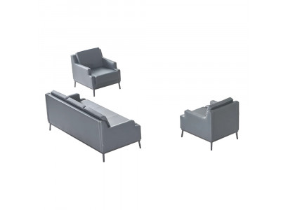 Ensemble de bureau 3 pièces : canapé 3 places avec 2 fauteuils, gris foncé, design moderne