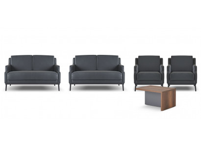 Ensemble de bureau 5 pièces gris foncé style 2x 2 places 2x fauteuil table basse