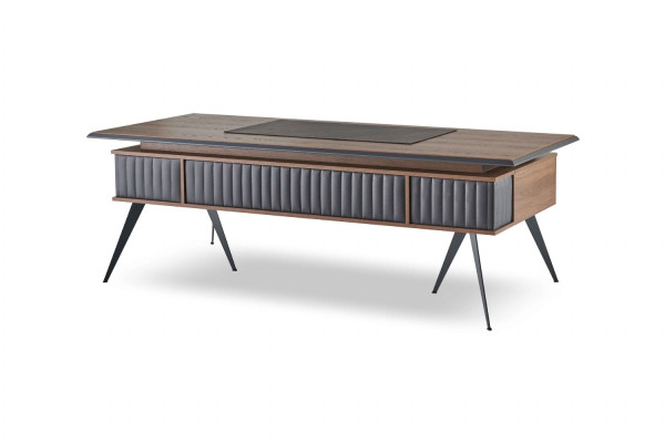 Ensemble de bureau 2 pièces Bureau Commode Marron Gris Bicolore Moderne