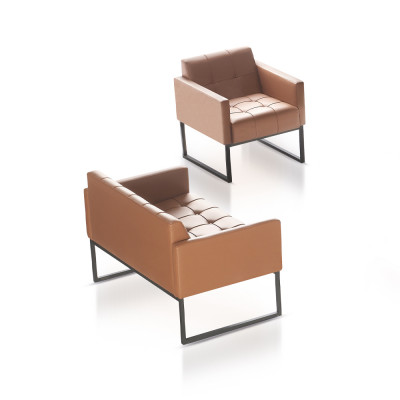 Arbeitzimmer Braun Ensemble 2 pièces 2 places avec fauteuil Monochrome Style Moderne