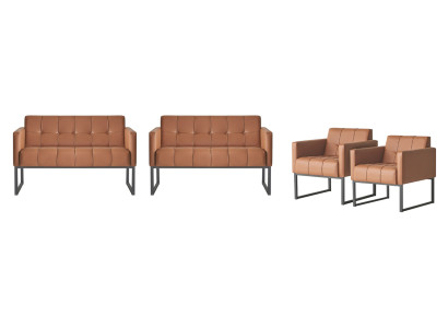 Ensemble de bureau 4 pièces marron uni 2x 2 places 2x fauteuils style moderne