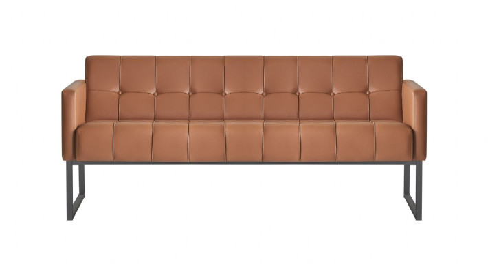 Ensemble pour bureau 4 pièces 2x canapé 3 places 2x fauteuil marron uni style moderne
