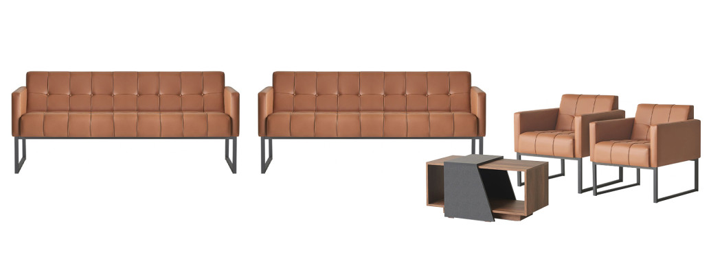 Ensemble de bureau 5 pièces 2x canapé 3 places 2x fauteuil table basse marron gris style