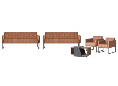 Ensemble de bureau 5 pièces 2x canapé 3 places 2x fauteuil table basse marron gris style