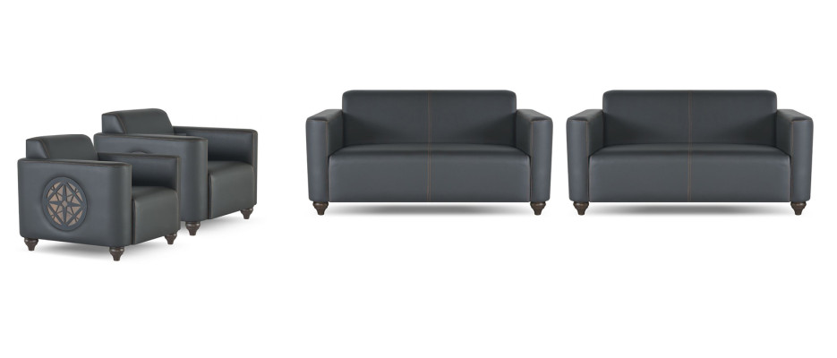 Ensemble de bureau 4 pièces 2x canapé 2 places avec 2x fauteuil noir couleur salon
