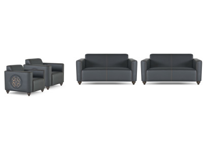 Ensemble de bureau 4 pièces 2x canapé 2 places avec 2x fauteuil noir couleur salon