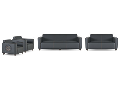 Ensemble bureau 4 pièces : canapé 3 places, canapé 2 places, 2 fauteuils noirs unis
