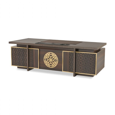 Bureau moderne avec tiroirs portes espace de rangement bureau marron style