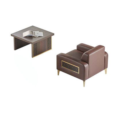 Ensemble de bureau 2 pièces Fauteuil avec table basse Salon Marron Uni