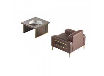 Ensemble de bureau 2 pièces Fauteuil avec table basse Salon Marron Uni