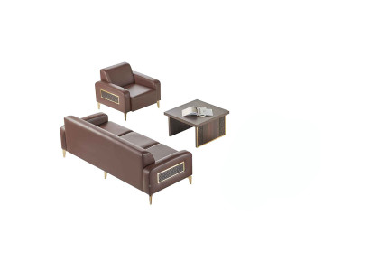 Ensemble bureau 3 pièces 3 places Fauteuil Table basse Marron Uni Moderne